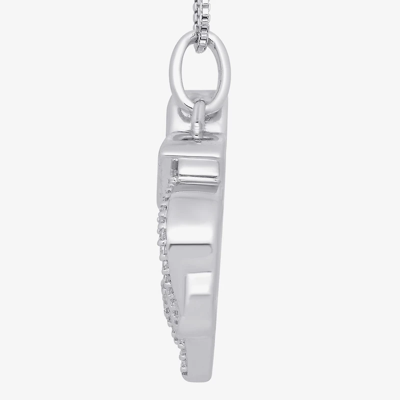 Hallmark Diamonds Mother And Baby Elephant Womens 1/10 CT. T.W. Natural White Diamond Sterling Silver Heart 18 Inch Pendant Necklace