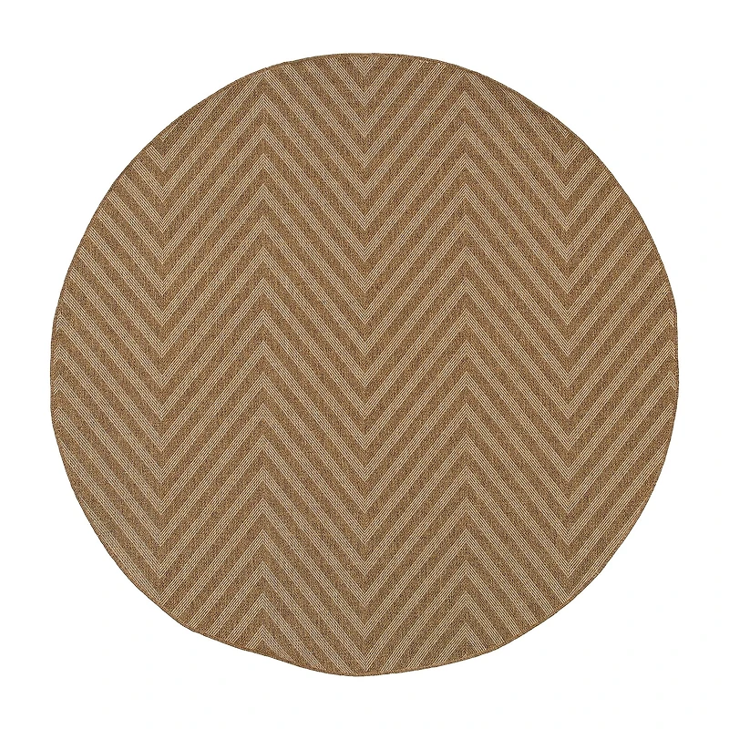 Covington Home Kehlani Chevron Stripe 7'10"X7'10" Indoor Outdoor Round Area Rug