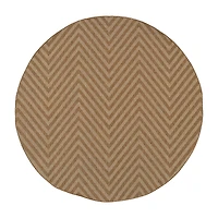 Covington Home Kehlani Chevron Stripe 7'10"X7'10" Indoor Outdoor Round Area Rug