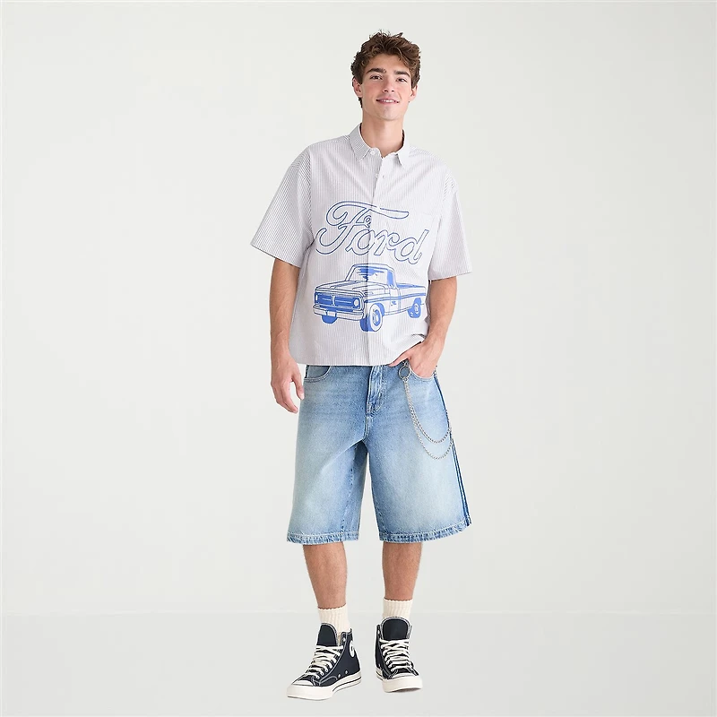 AEROPOSTALE Ford Mens Short Sleeve Regular Fit Button-Down Shirt