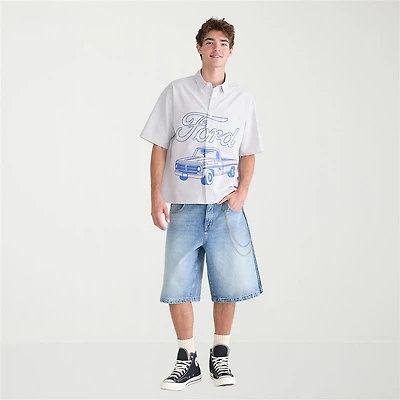 AEROPOSTALE Ford Mens Short Sleeve Regular Fit Button-Down Shirt