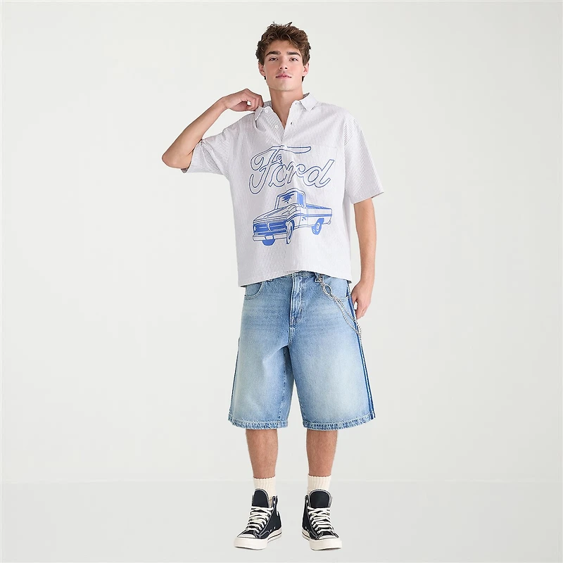 AEROPOSTALE Ford Mens Short Sleeve Regular Fit Button-Down Shirt