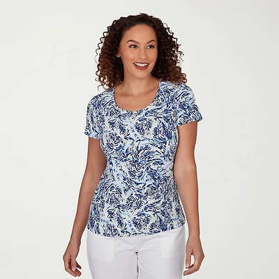Hearts Of Palm Womens Scoop Neck Short Sleeve T-Shirt