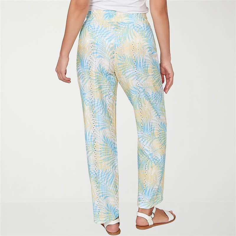 Hearts Of Palm Womens Straight Mid Rise Pull-On Pant