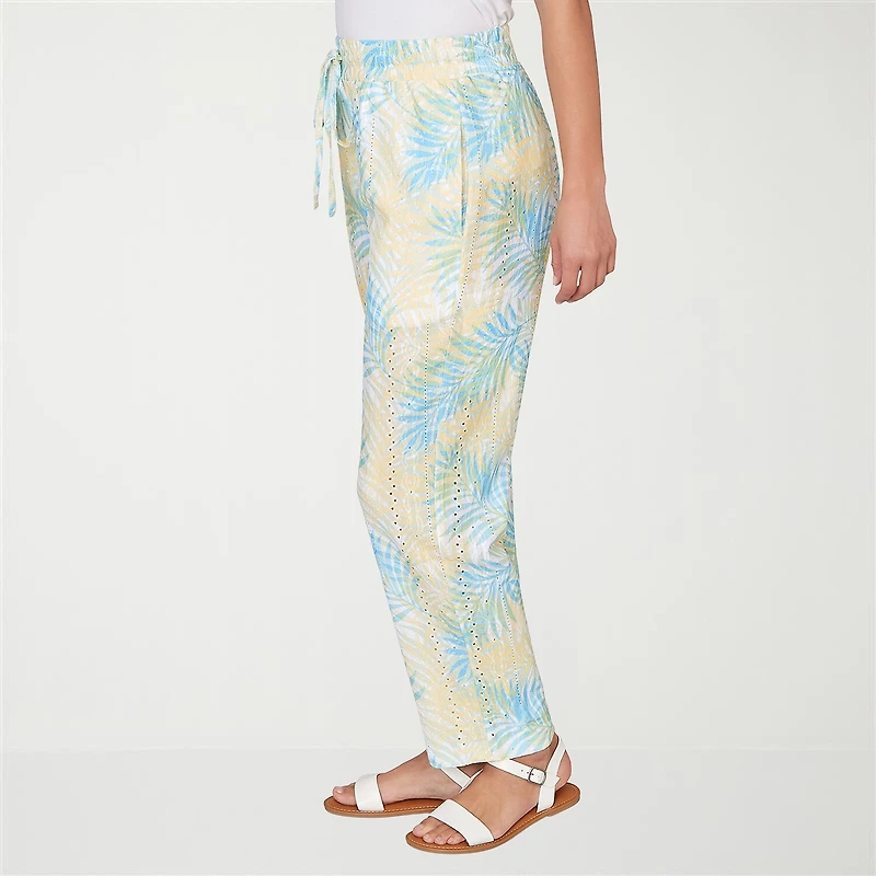 Hearts Of Palm Womens Straight Mid Rise Pull-On Pant