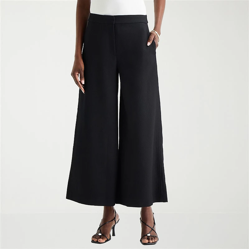 Worthington Womens Tall Wide Leg High Rise Cropped Pant