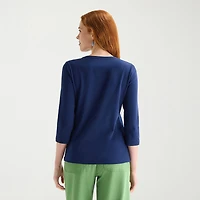 St. John's Bay Womens Tall V Neck 3/4 Sleeve T-Shirt