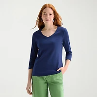 St. John's Bay Womens Tall V Neck 3/4 Sleeve T-Shirt