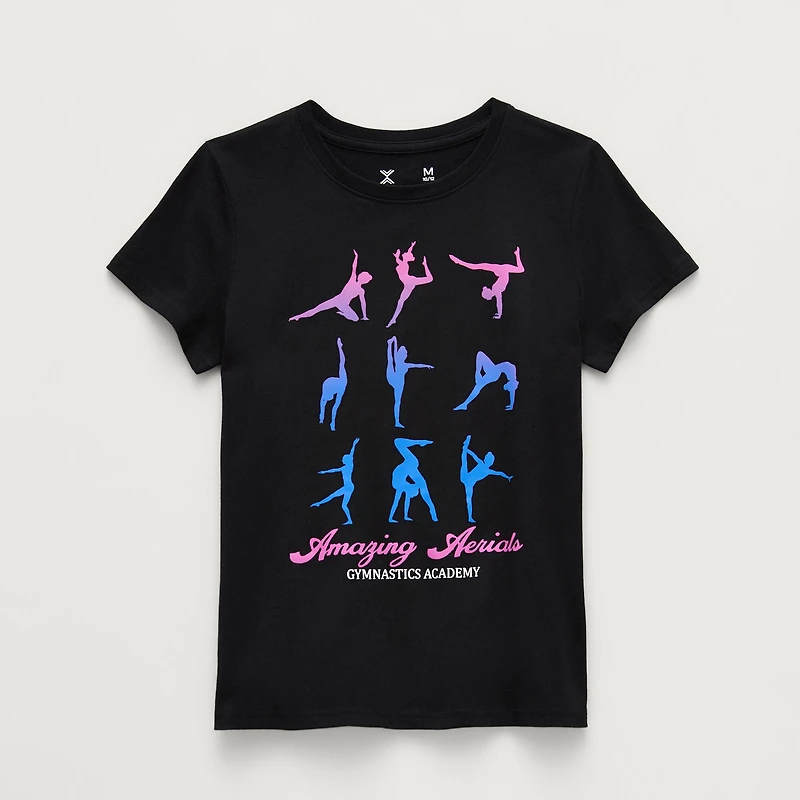 Xersion Little & Big Kid Girls Crew Neck Short Sleeve Regular Fit Graphic T-Shirt