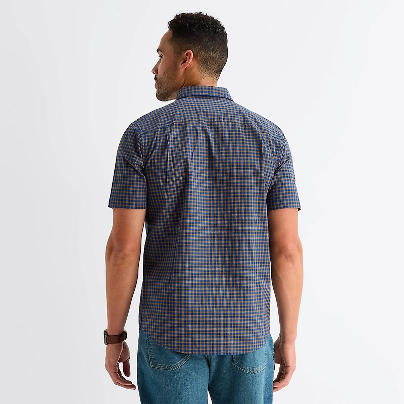 St. John's Bay Stretch Poplin Mens Short Sleeve Classic Fit Button-Down Shirt