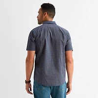 St. John's Bay Stretch Poplin Mens Short Sleeve Classic Fit Button-Down Shirt