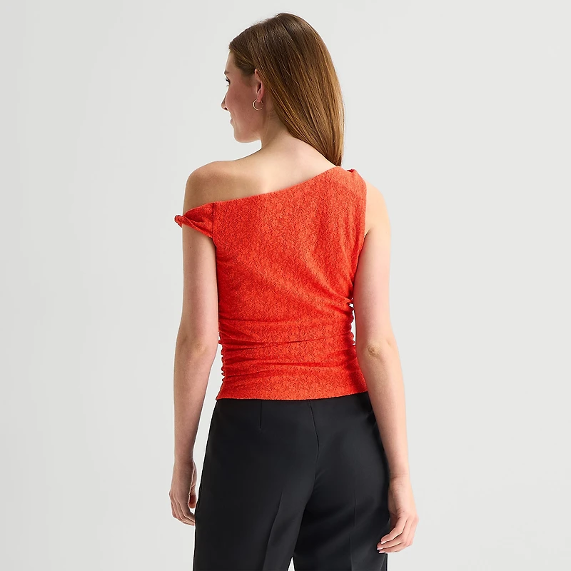 by&by Womens Juniors Asymmetrical Neck Sleeveless Tank Top