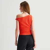 by&by Womens Juniors Asymmetrical Neck Sleeveless Tank Top
