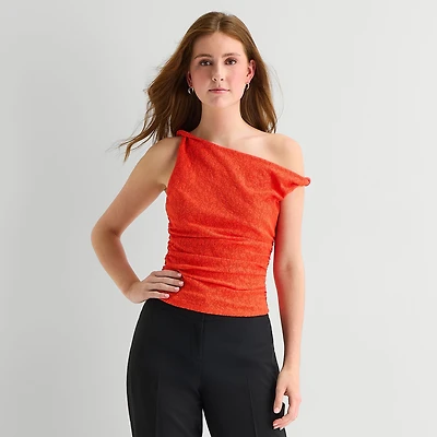 by&by Womens Juniors Asymmetrical Neck Sleeveless Tank Top