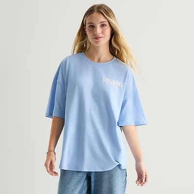 Grayson Threads, The Label Womens Juniors Crew Neck Short Sleeve Oversized Cinnamoroll Graphic T-Shirt