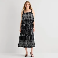 Melonie T Womens Square Neck Sleeveless Maxi Dress