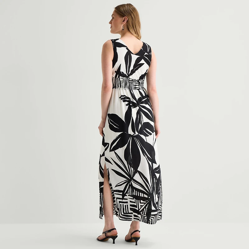 Rabbit Design Womens V Neck Sleeveless Maxi Dress