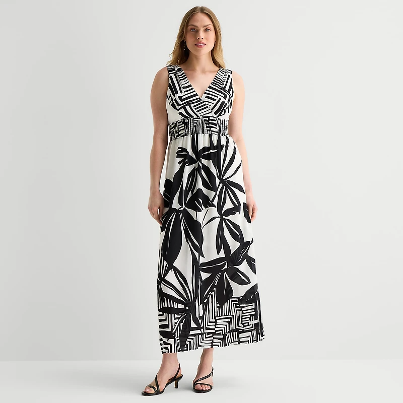 Rabbit Design Womens V Neck Sleeveless Maxi Dress