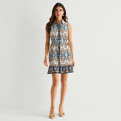 Be by CHETTA B Womens Sleeveless Floral Fit + Flare Dress