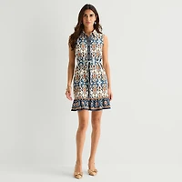 Be by CHETTA B Womens Sleeveless Floral Fit + Flare Dress