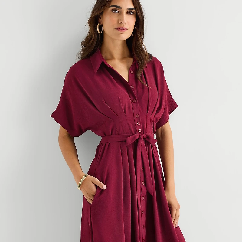 Rabbit Design Womens Short Sleeve Midi Shirt Dress