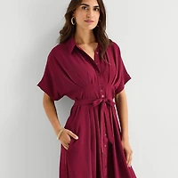 Rabbit Design Womens Short Sleeve Midi Shirt Dress