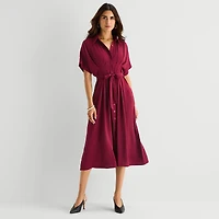 Rabbit Design Womens Short Sleeve Midi Shirt Dress