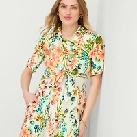 Danny & Nicole Womens Short Sleeve Midi Floral Shirt Dress
