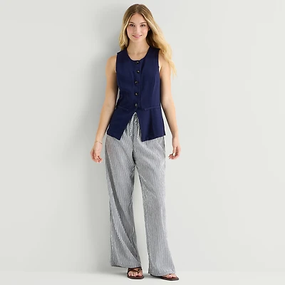 by&by Womens Wide Leg Flat Front Pant