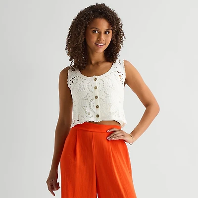 by&by Womens Juniors V Neck Sleeveless Tank Top