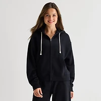 Arizona Womens Juniors Long Sleeve Fleece Zipper Hoodie