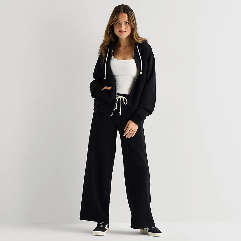 Arizona Womens Juniors Long Sleeve Fleece Zipper Hoodie