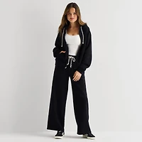 Arizona Womens Juniors Long Sleeve Fleece Zipper Hoodie