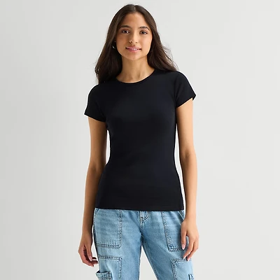 Arizona Womens Juniors Crew Neck Short Sleeve T-Shirt