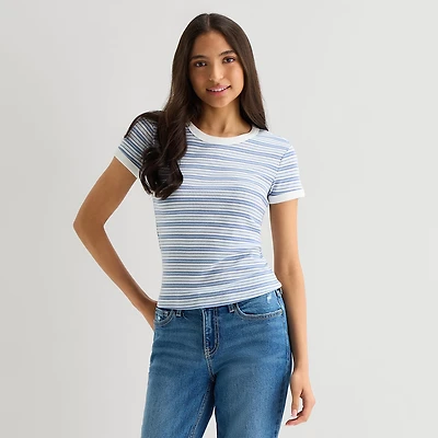 Arizona Womens Juniors Crew Neck Short Sleeve T-Shirt