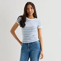 Arizona Womens Juniors Crew Neck Short Sleeve T-Shirt