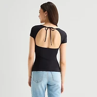 Arizona Smooth Built Bra Womens Juniors Scoop Neck Short Sleeve T-Shirt