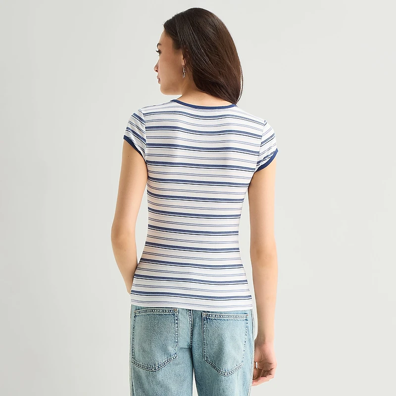 Arizona Womens Juniors Crew Neck Short Sleeve T-Shirt