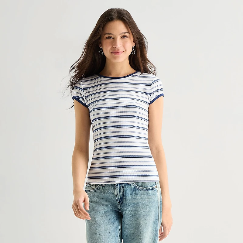 Arizona Womens Juniors Crew Neck Short Sleeve T-Shirt