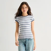 Arizona Womens Juniors Crew Neck Short Sleeve T-Shirt