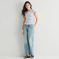 Arizona Womens Juniors Crew Neck Short Sleeve T-Shirt