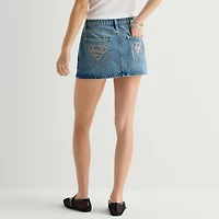 Arizona Supergirl Womens Juniors Mid Rise Denim Skirt