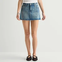 Arizona Supergirl Womens Juniors Mid Rise Denim Skirt