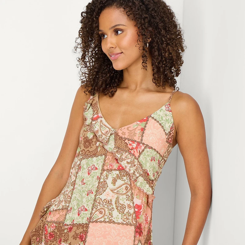 Arizona Womens Juniors Sleeveless Floral Midi Slip Dress
