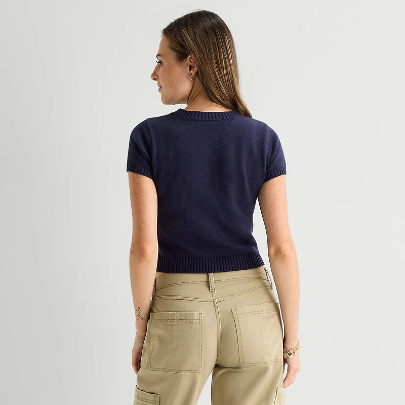 Arizona Womens Juniors Crew Neck Short Sleeve Shell