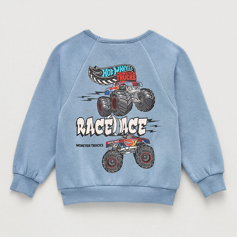 Grayson Little Toddler Boys Crew Neck Long Sleeve Hot Wheels Sweatshirt
