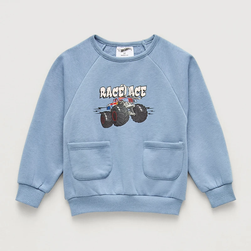 Grayson Little Toddler Boys Crew Neck Long Sleeve Hot Wheels Sweatshirt