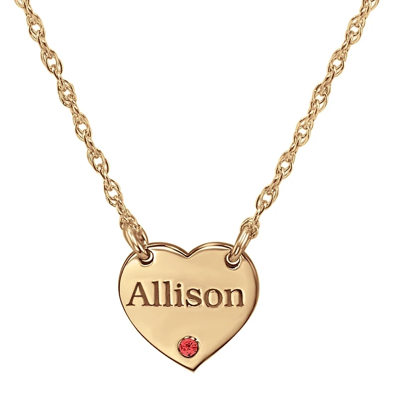 Personalized Birthstone Heart Name Pendant Necklace