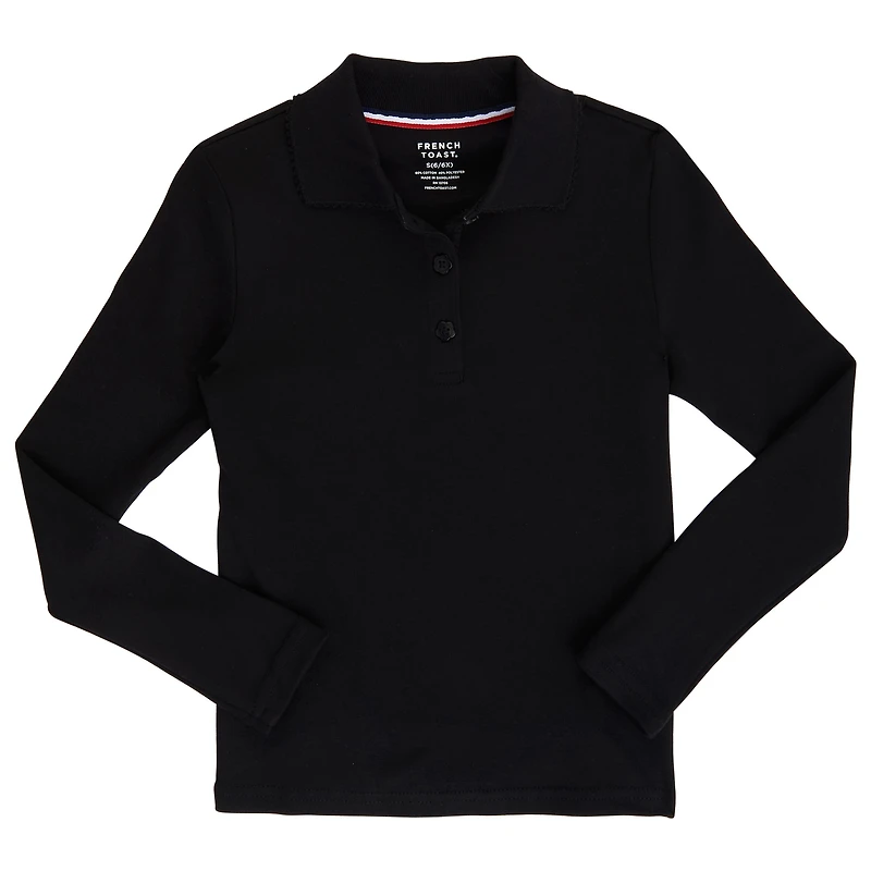 French Toast Little & Big Kid Girls Long Sleeve Regular Fit Polo Shirt