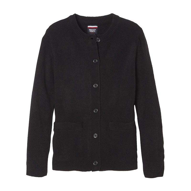 French Toast Little & Big Kid Girls Crew Neck Long Sleeve Button Cardigan